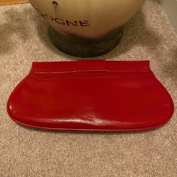 Express Red Clutch with Gold Buckle Closure - Picture 5 of 5